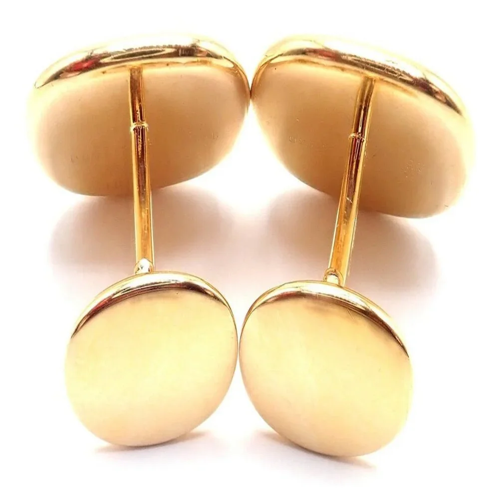 Rare! Patek Philippe 18k Yellow Gold Italian Flag Colors Enamel Large Cufflinks